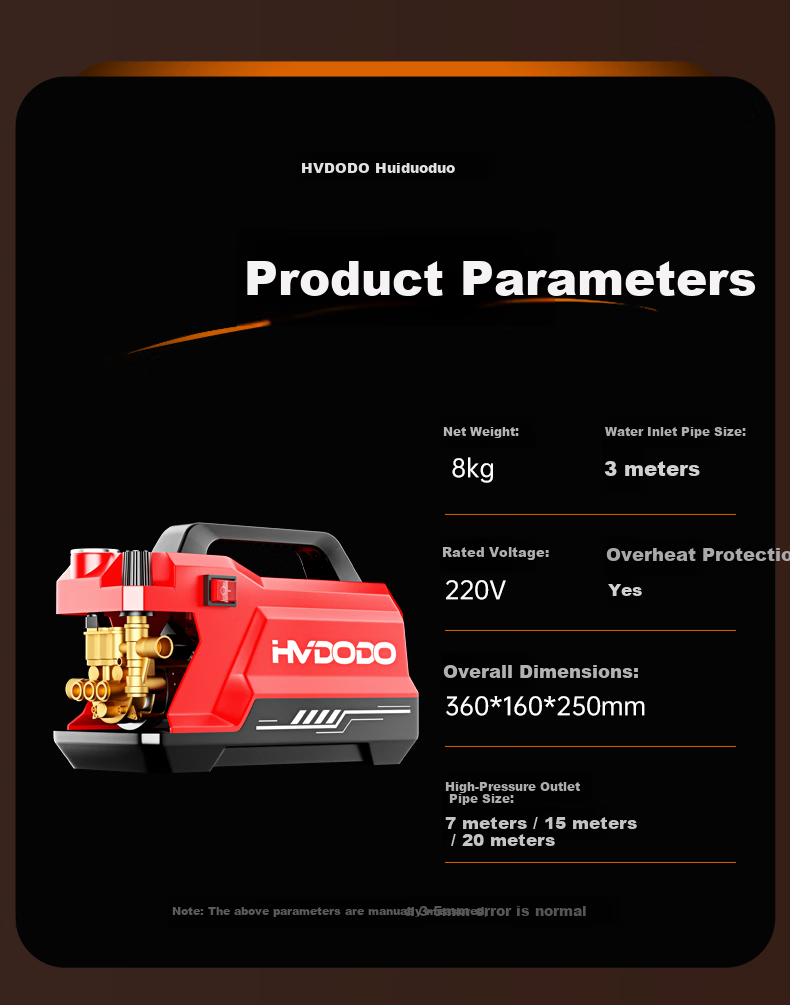 Huiduoduo High-Pressure Car Wash Gun Industrial Commercial Pure Copper Powerful Floor Cleaning Water Pressure 800 Bar 22