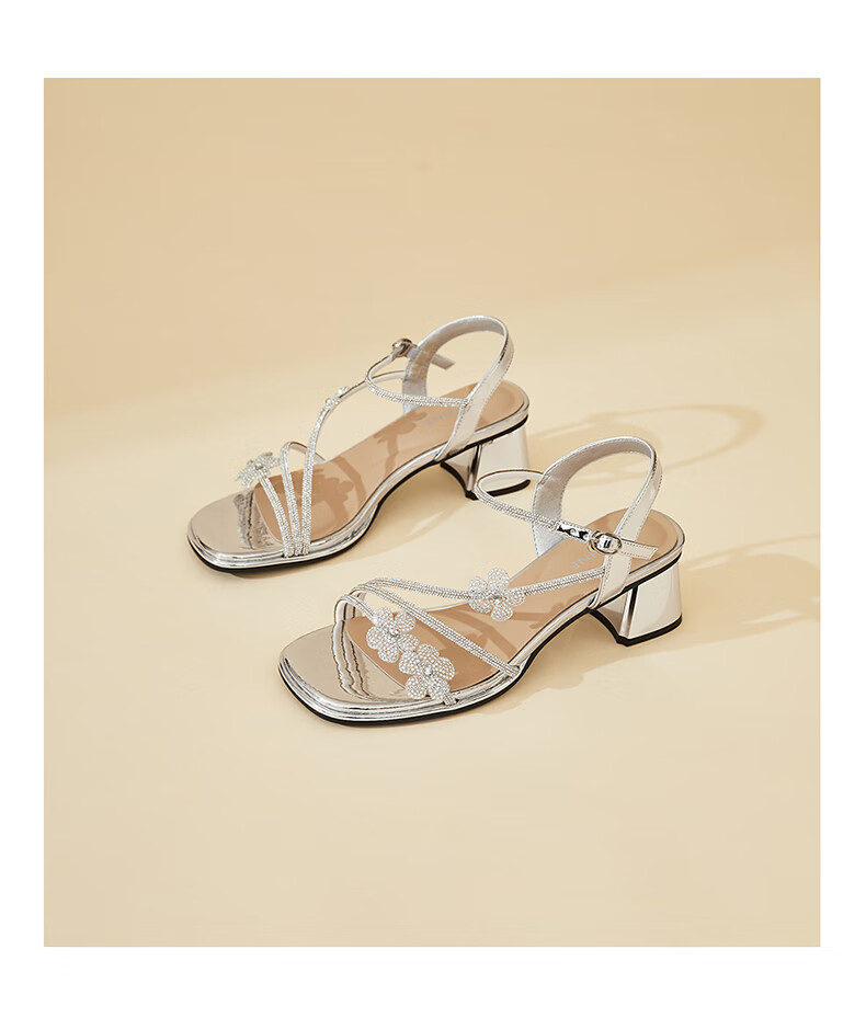 Daphne Women's Sandals Fairy Style Fashion Comfortable One-Strap Commuter Casual Lightweight Chunky Heel Height Increasing Sandals Beige Size 36 14