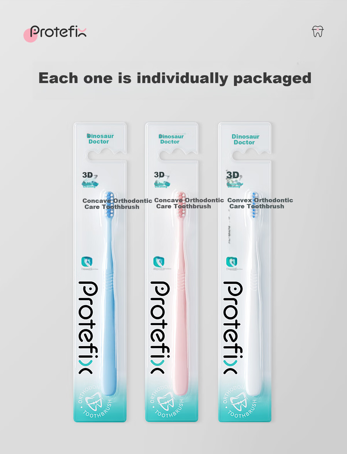 PROTEFIX Orthodontic Concave Toothbrush 4-Pack Soft Bristle Adult Braces Toothbrush Portable Teen Braces Cleaning Brush 7