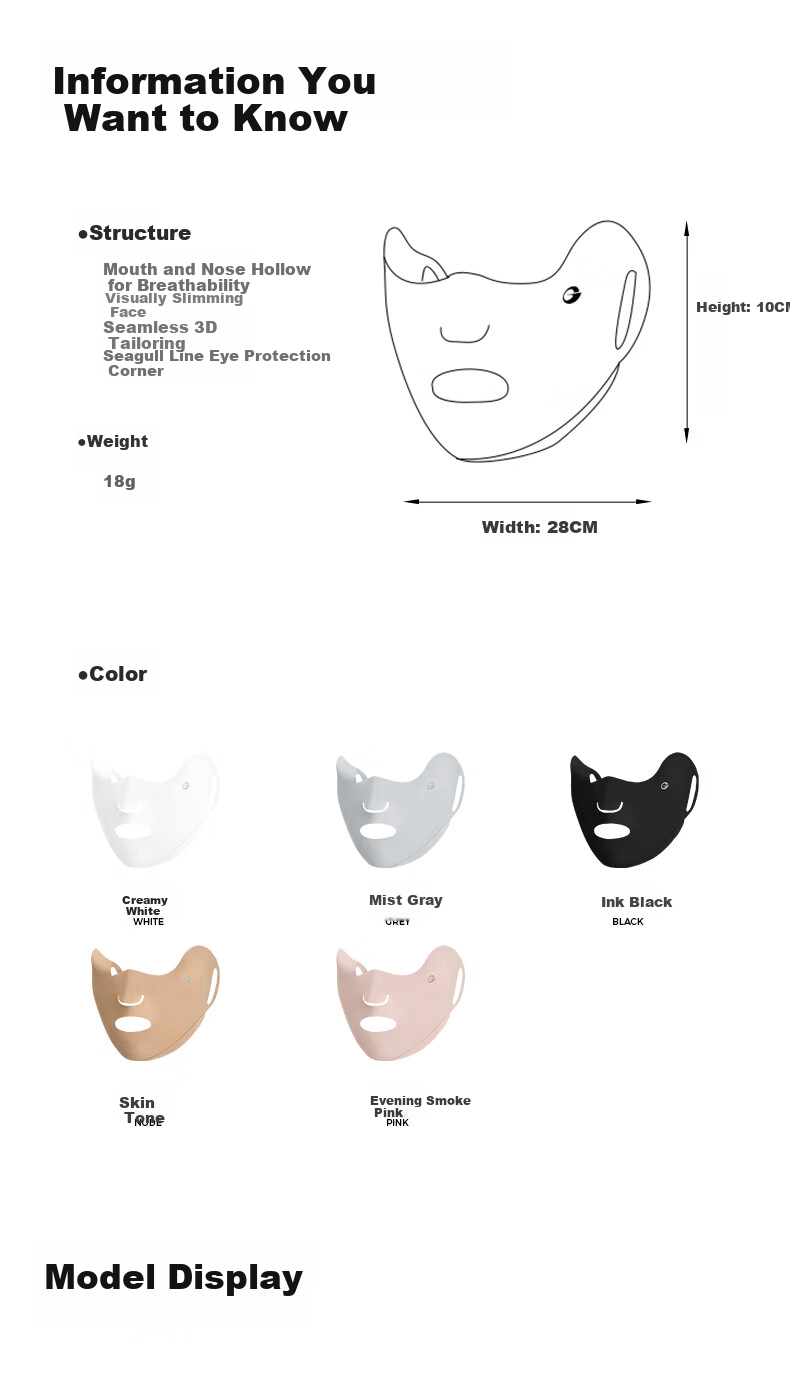 GOLOVEJOY High-Performance Sunscreen Mask Ice Silk Cooling Breathable Outdoor Cycling Commuting UV Protection Eye Corner Face Mask Black 7