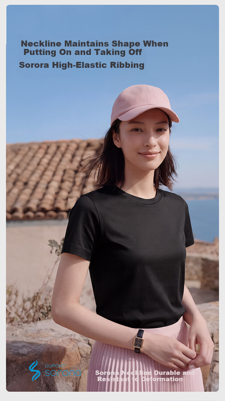 JD Jingzao 80-Count Liquid Ammonia Cotton Women's New Trendy Base Layer Short Sleeve Spring T-Shirt Black L 6