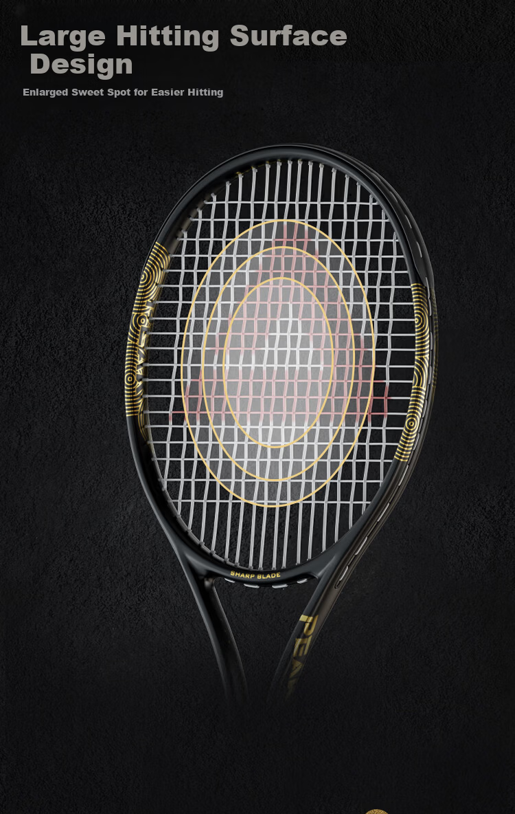 Peak Tennis Racket Full Carbon Beginner Training Rebound Ball Competition Elastic Blade Black Gold 6
