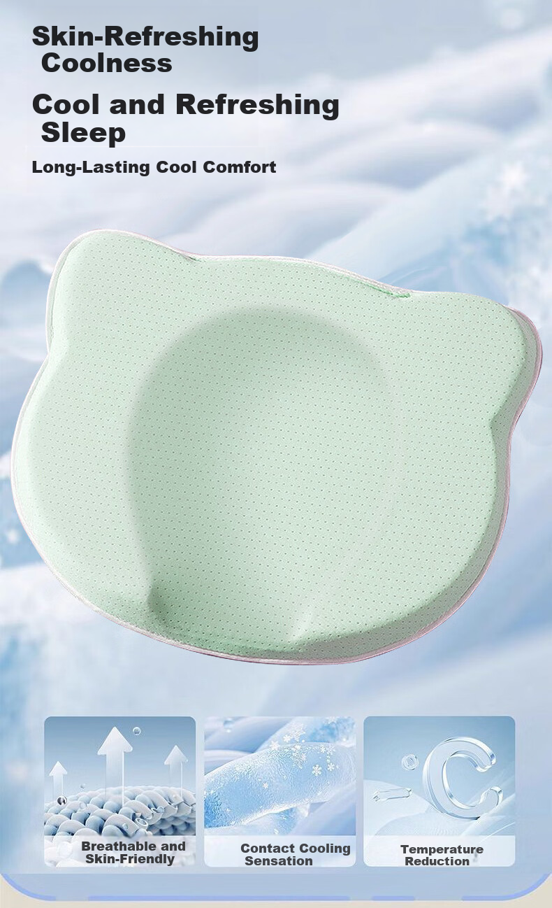 Bledilait Baby Pillow Infant Shaping Pillow Newborn Head Correction Anti-Flat Head Silicone Pillow 0-6 Months 3
