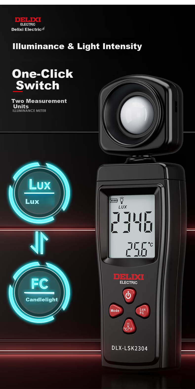 DELIXI ELECTRIC Integrated Illuminance Meter Household Light Meter High-Precision Lumen Tester Brightness Meter Lux Meter 6