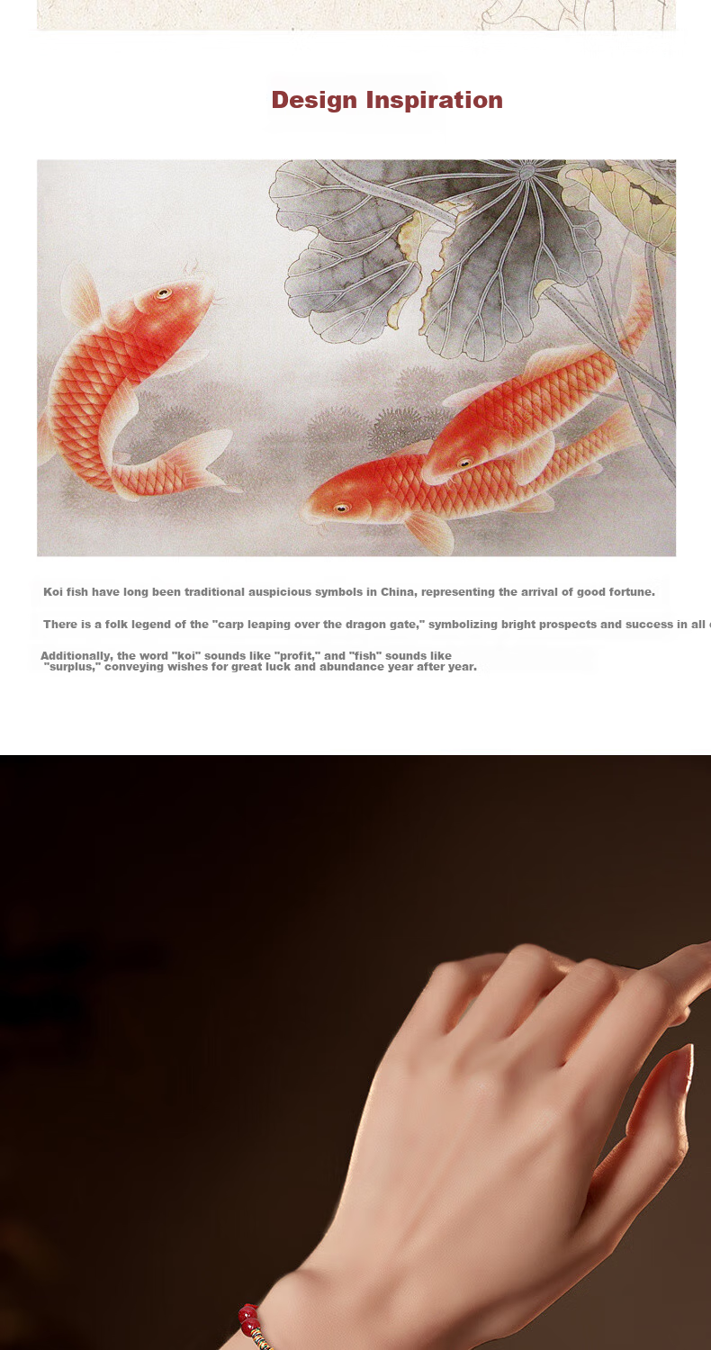 Putuo Mountain Academic Success Koi Fish Red String Bracelet Good Luck for College Entrance Exam Vermilion Red String for Birth Year 4