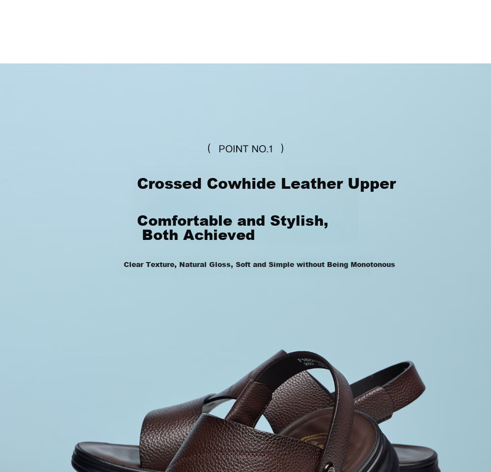 Camel Brand Men's Sandals First Layer Cowhide Beach Shoes Open Toe Breathable Dual-Wear Slippers P16M211013 Black Size 38 4