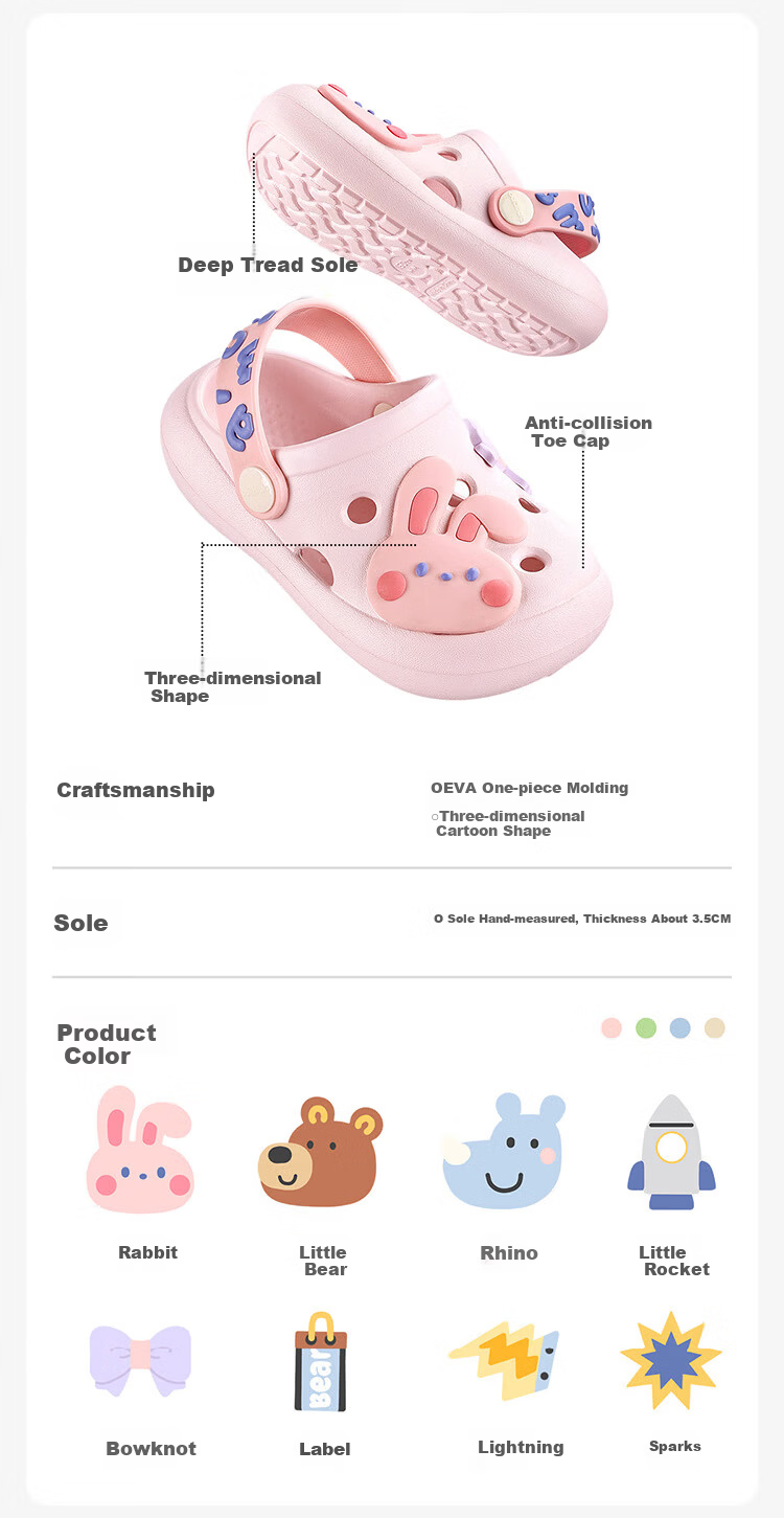 BALABALA Kids Slippers Girls Summer Cartoon Indoor Hole Shoes Cute Breathable Soft Sole Boys Beach Sandals 2
