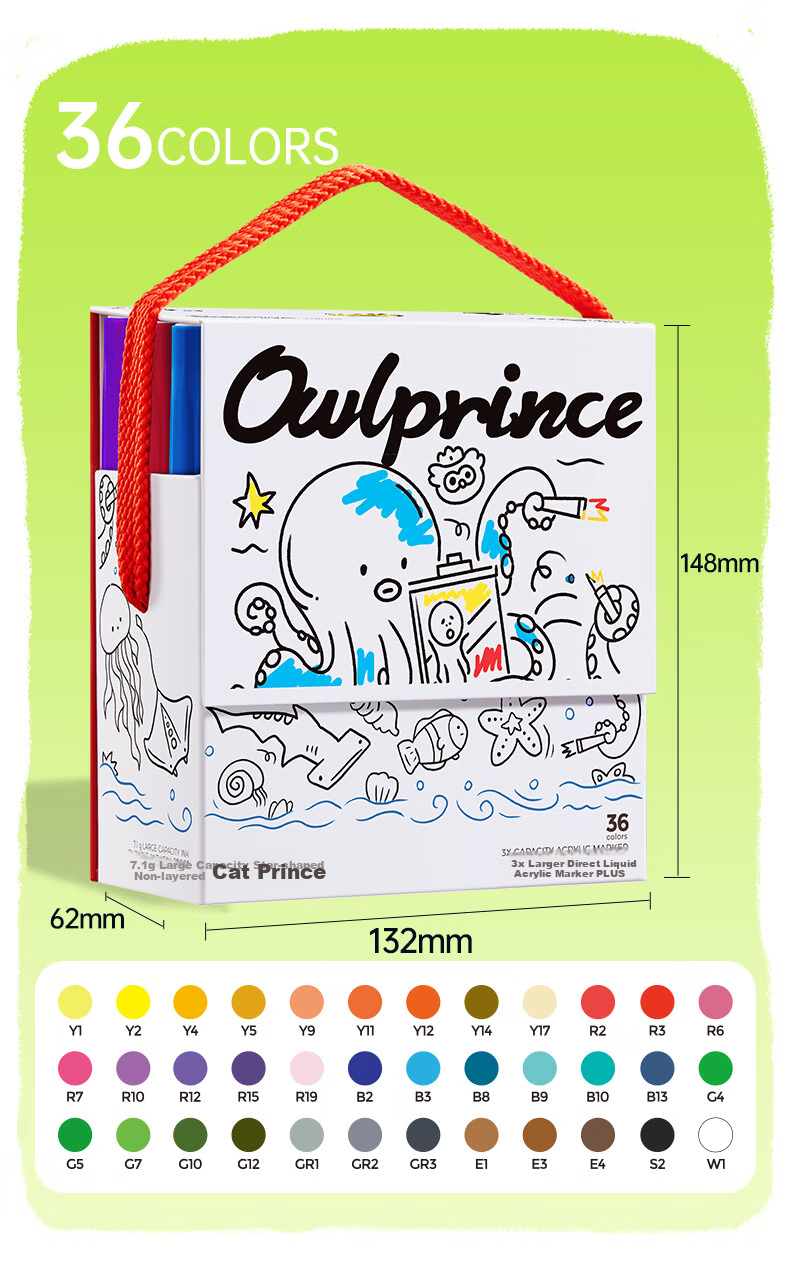 Cat Prince 24-Color Large Capacity Direct Ink Acrylic Markers Soft Tip Washable Watercolor Pens for Kids New Year Birthday Gift 23