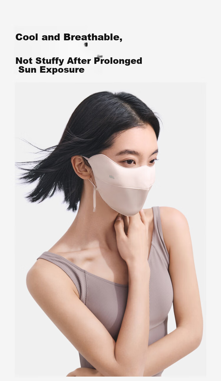 Beneunder Double-Sided Mulberry Silk Sun Protection Mask for Women, Face Covering, Summer Cycling Sunshade, UV Protection SS025 5
