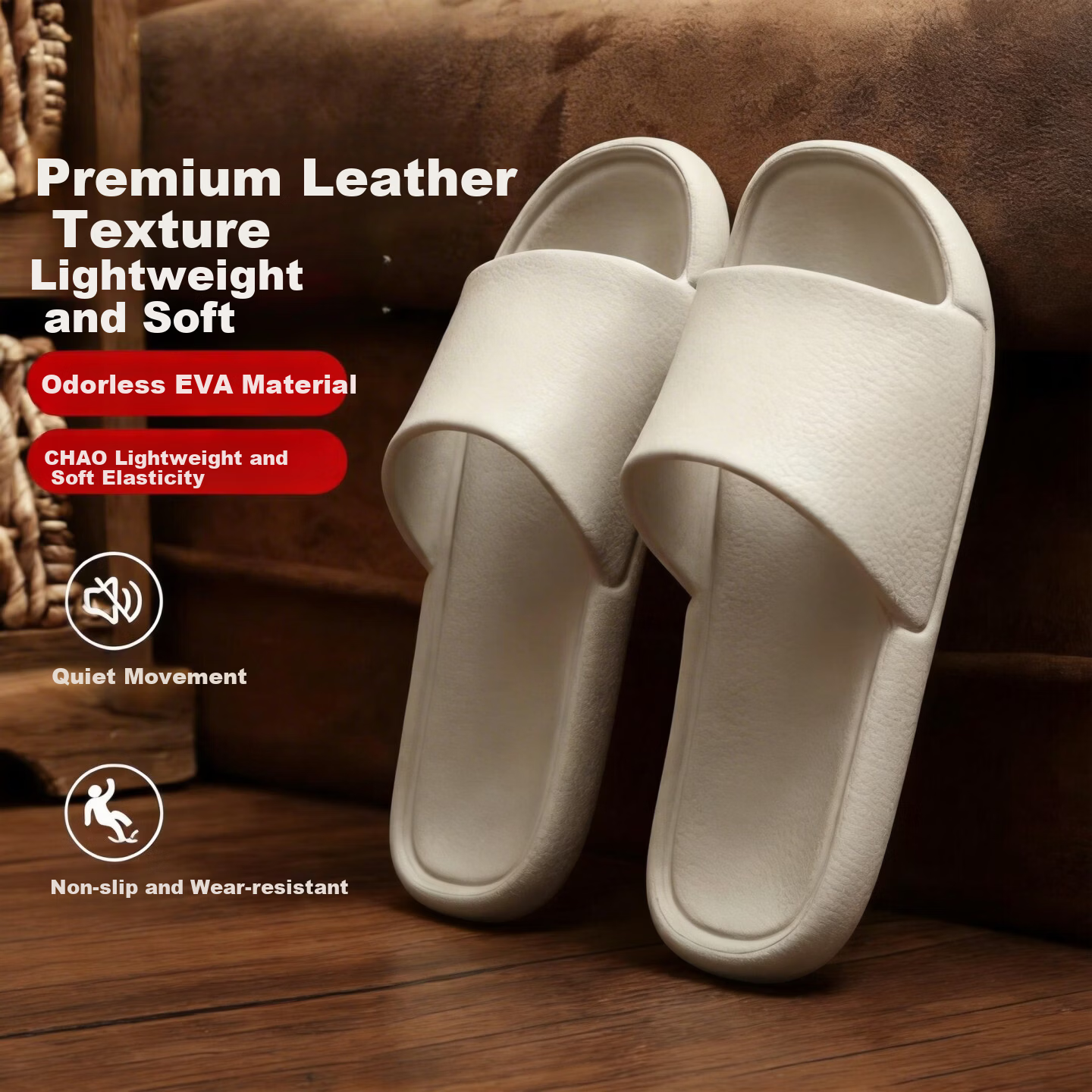 Qiumuxi Men's EVA Textured Slippers Soft Cushioned Non-Slip Indoor Bathroom Casual Durable Women's Sandals