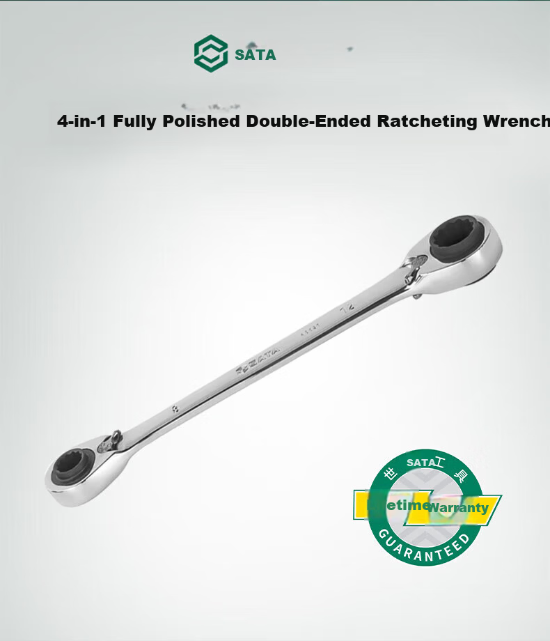 SATA 4-in-1 Fully Polished Double-Ended Torx Ratchet Wrench 8*10*12*13MM 46621 2