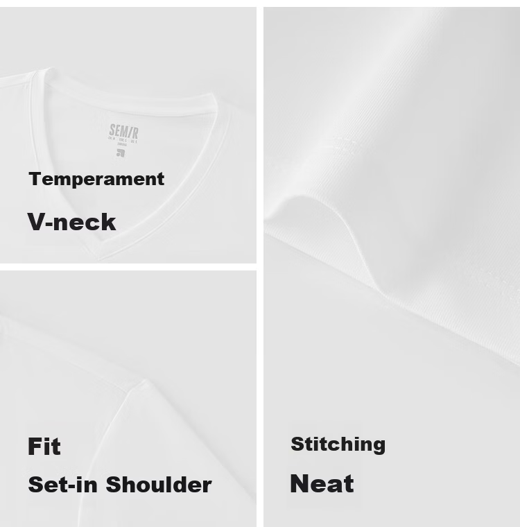 Semir Cooling Short Sleeve T-Shirt Women Summer Solid Color V-Neck Shoulder Moisture-Wicking Quick-Dry Antibacterial Top 2026 109326100002 8
