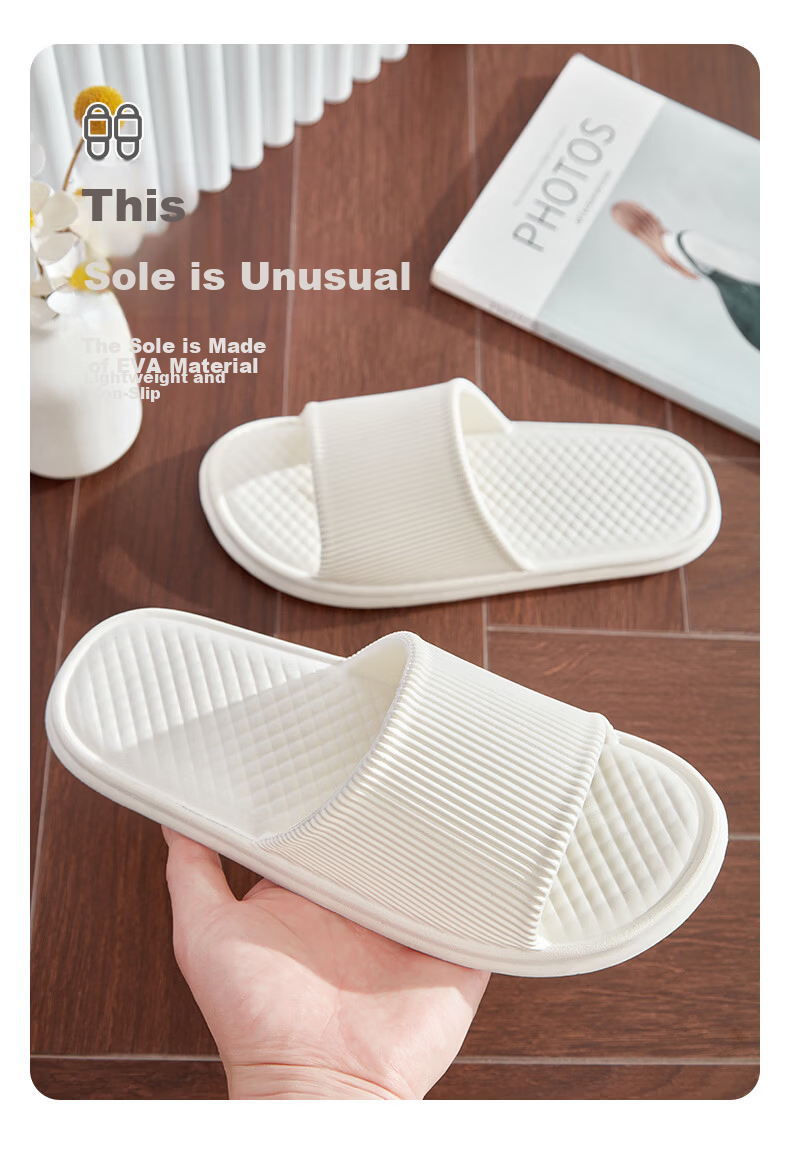 Zhiying Women's Summer Indoor Home Shower Slippers Silent Non-Slip Soft Sole Men's Black Sandals Size 44-45 4