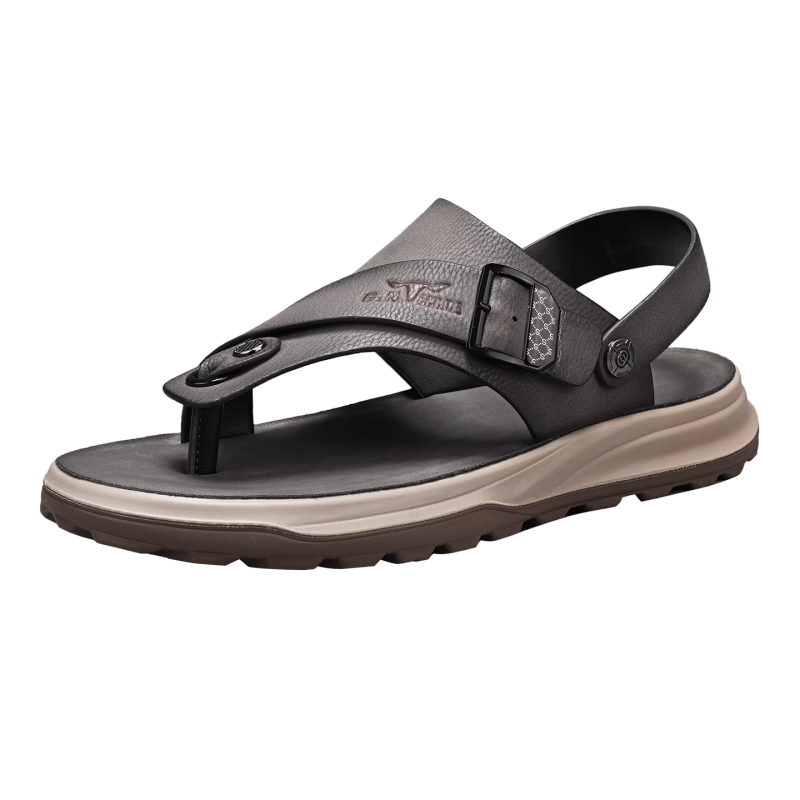 Bull Family Men's Leather Sandals Summer New Dual-Wear Soft Sole Durable Outdoor Beach Casual Flip-Flops