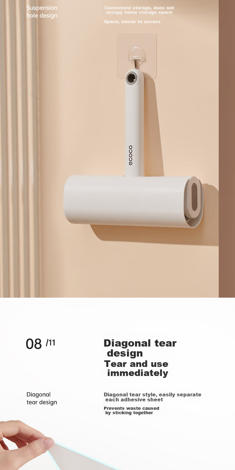 Ecoco Removable Replacement Head, 16cm, 6 Rolls, 360 Tear-Off Dust Roller, Lint-Free Cleaning Tool, Specially Designed for Home Use, E23100 13