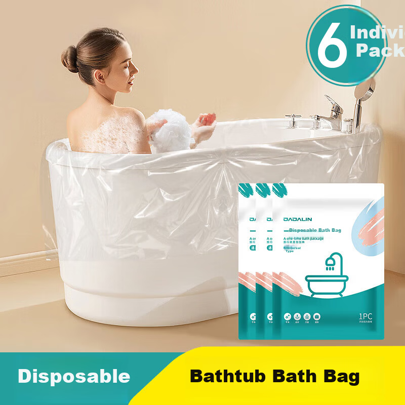 JAJALIN Disposable Bath Bag Tub Cover 6-Pack Hotel Thickened Bath Bag Independent Packaging Enlarged Bath Tub Cover