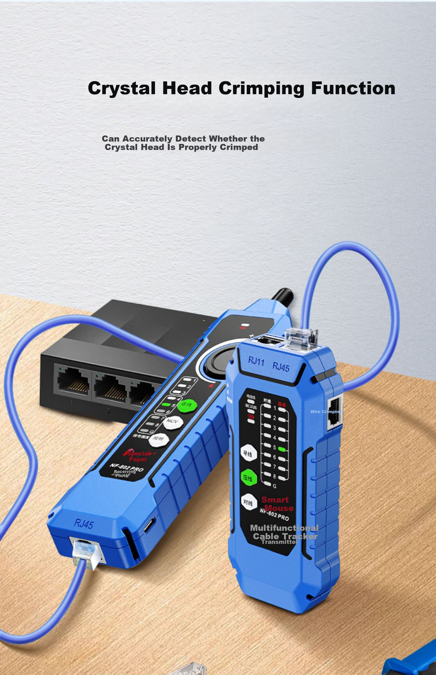 Smart Mouse NF-802pro Anti-Interference Cable Tracker Multifunctional POE Switch Load Testing 3-in-1 Network Tester 7