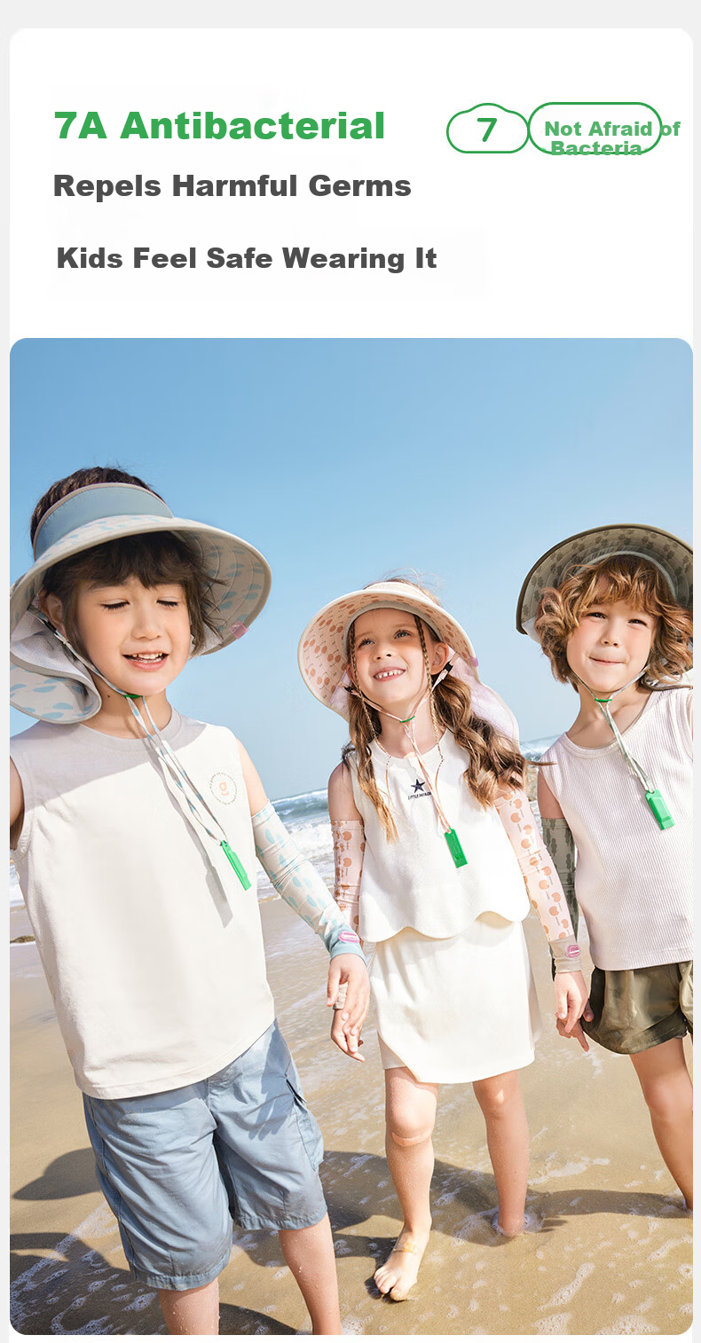 Kocotreekk Kids UV Protection Wide Brim Open Top Hat Breathable Neck Guard Cap Blue Green M 17