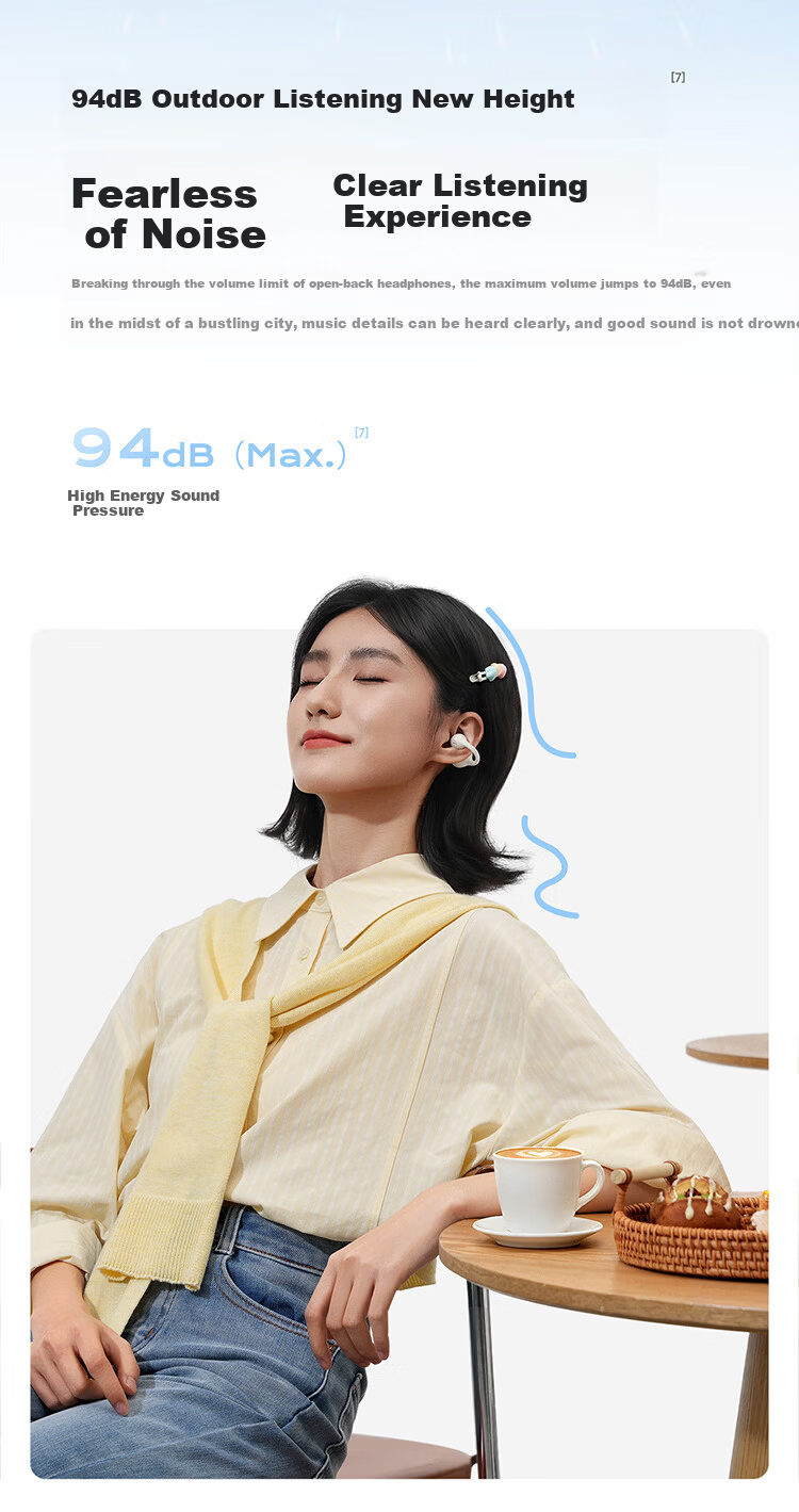 Baseus BC1 Lite 2026 Latest Bluetooth Ear Clip Open-Ear Sports Headset Long Battery Life Ear-Hanging Starry Blue 8