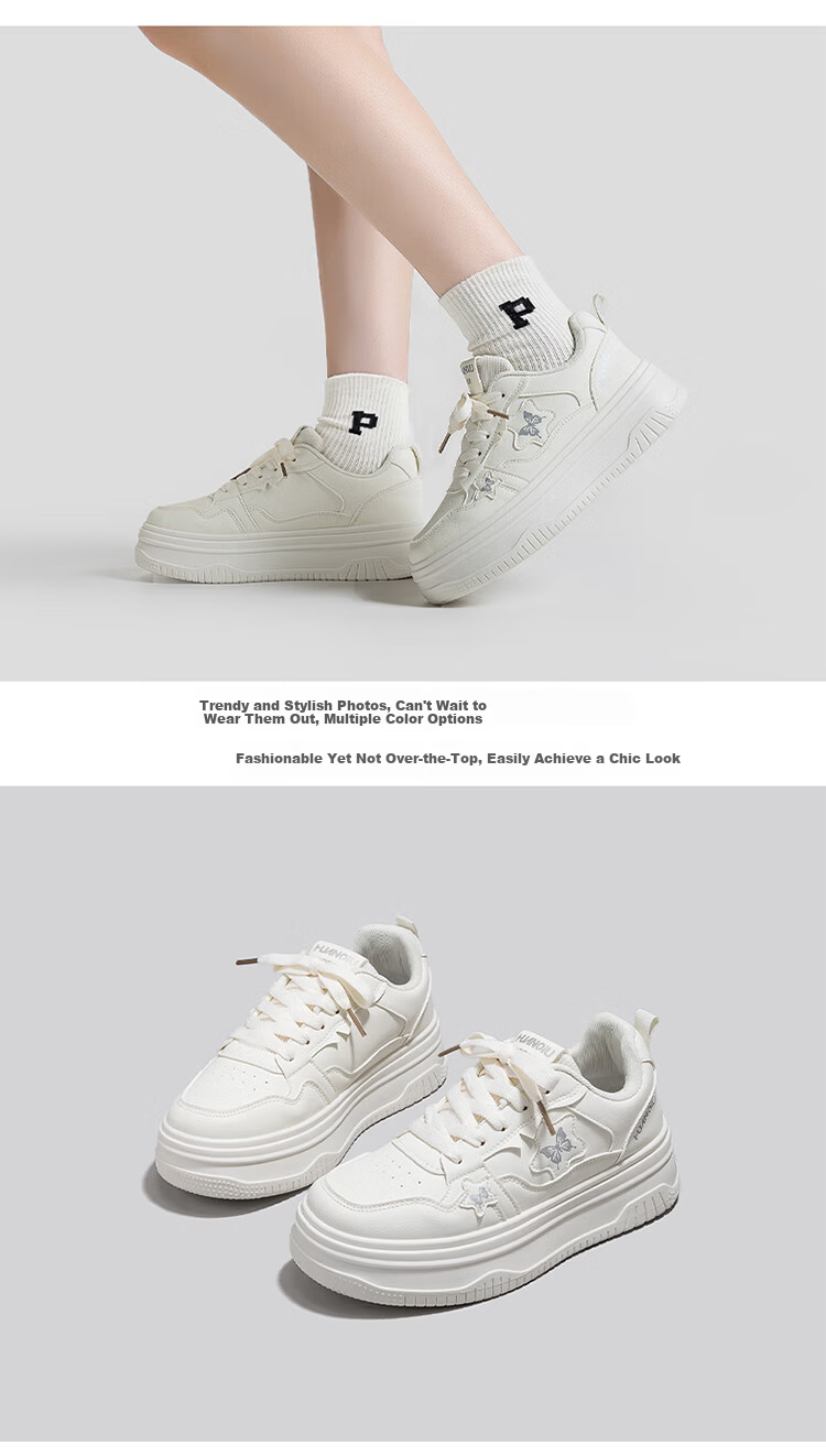 Global Back-to-School High-Style Beige Casual Sneakers for Women 2026 New Thick-Soled White Campus Student Trendy Shoes 12