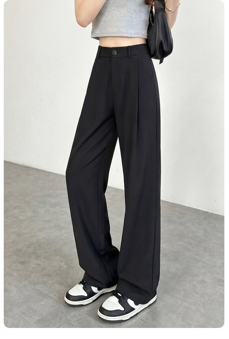 Langsha Women's Summer Thin Slim Fit Draped High-Quality Narrow Wide-Leg Loose Straight-Leg Dress Pants Casual Floor-Length Trousers 21