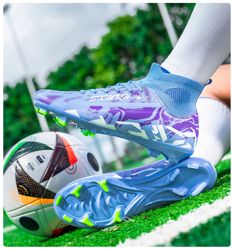 Shuangxing Men's FG Soccer Shoes Long Studs Adult Youth Kids Professional Training Cleats White Size 37 12