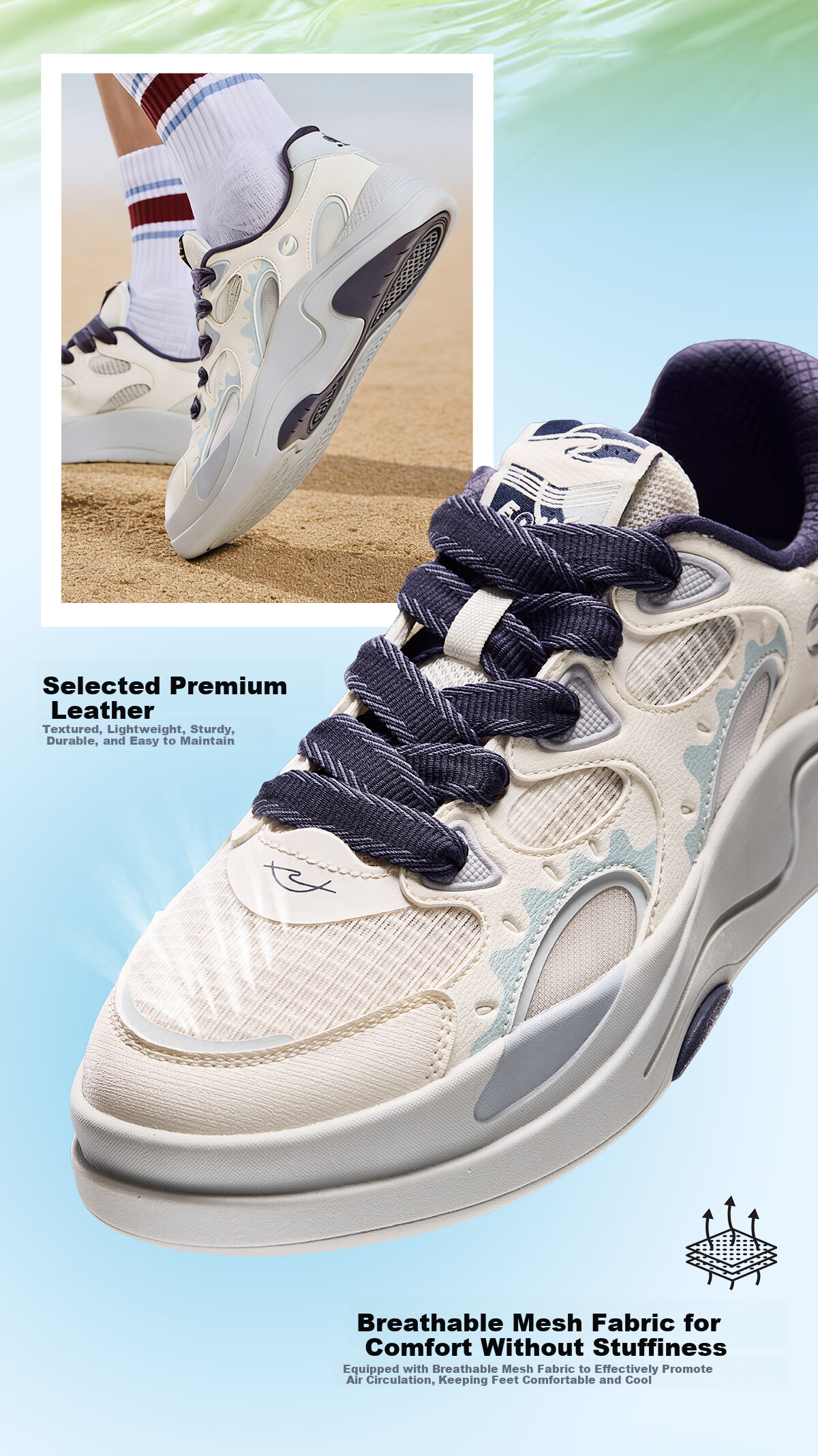 ERKE Men's Sneakers 2026 Summer New Comfortable Breathable Thick-Soled Casual Sports Shoes | Bingguo 3