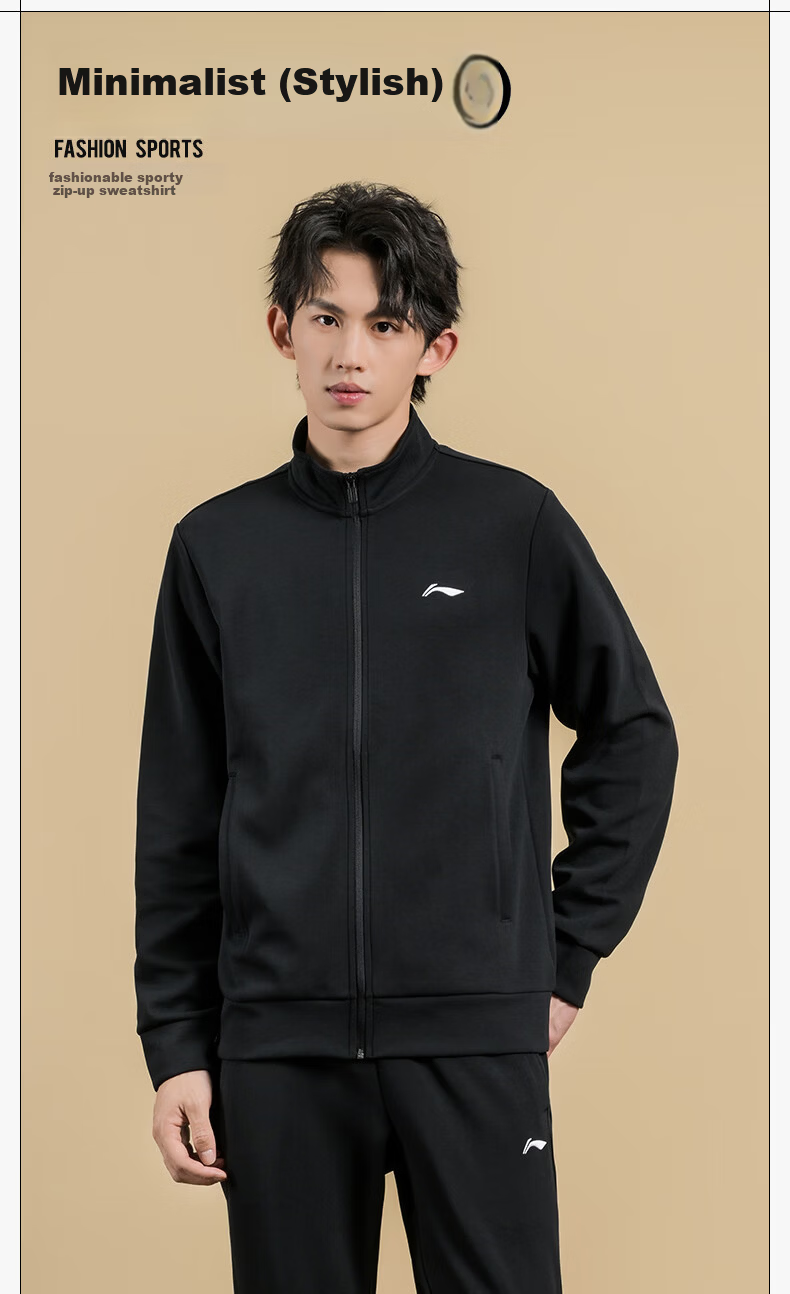 LI-NING Table Tennis Jacket Unisex Autumn Winter Fleece Lined Warm Zip-up Hoodie Black 3XL 1
