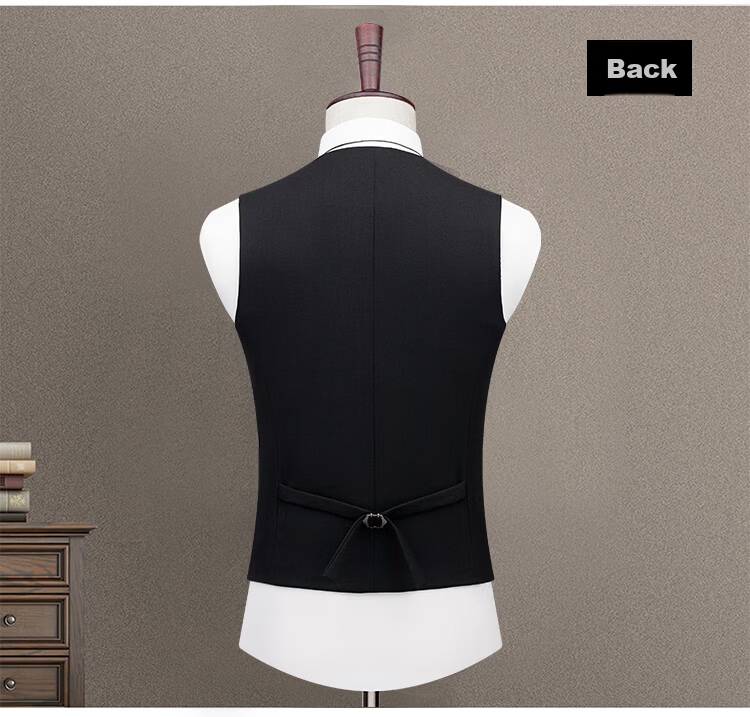 ROMON Wool Blend Men's Business Formal Suit Vest Black 4XL 12