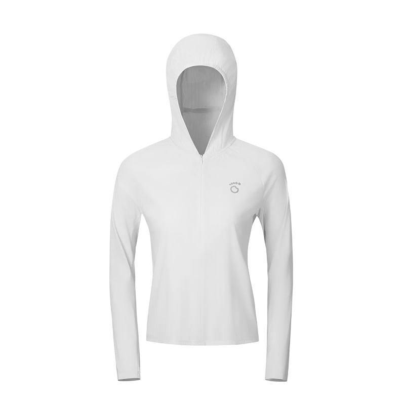 Macondo Women's Hooded Sun Protection Jacket Long Sleeve Cooling Slim Fit Short Style UV Protection Classic Off-White L