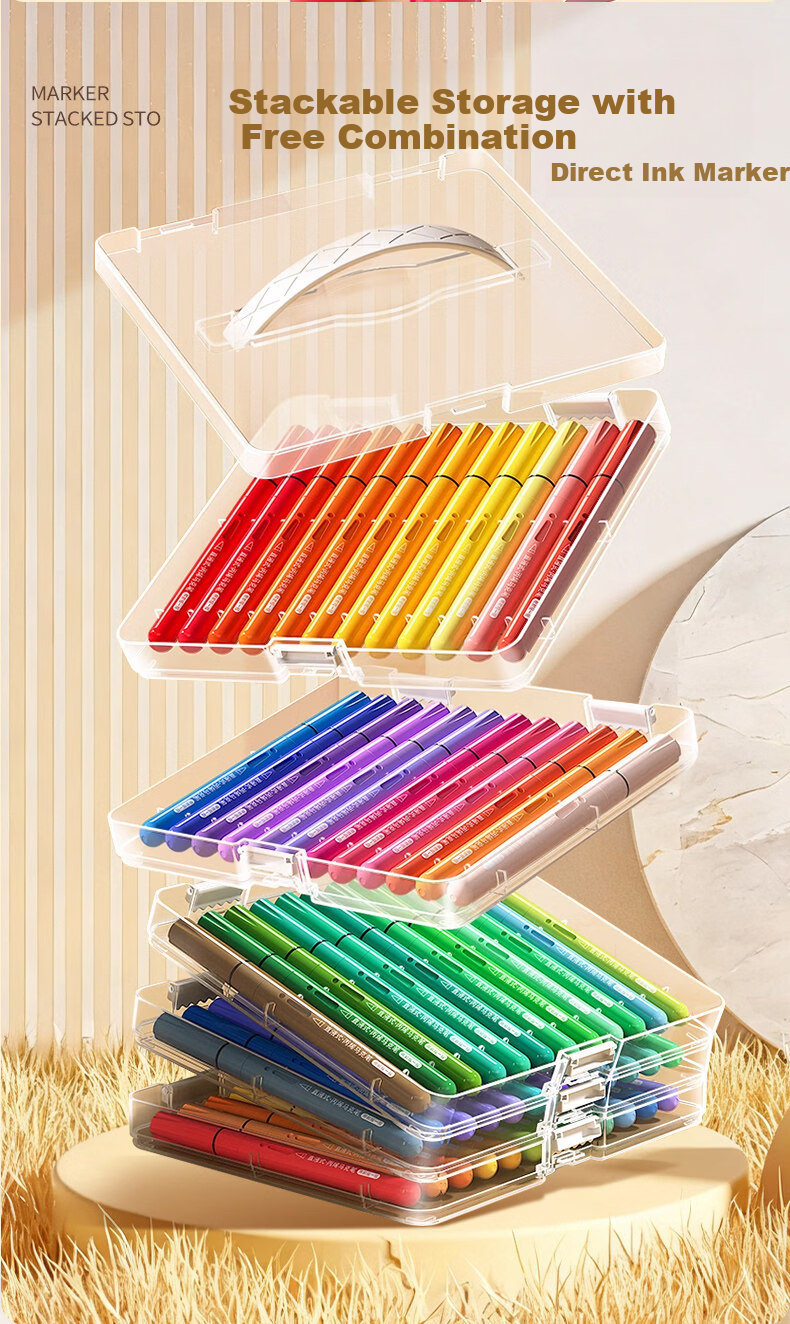 Shuxing Direct Liquid Acrylic Marker Soft Tip 48 Colors Washable Watercolor Pen Set 24pcs Kids Student Art Supplies Non-bleeding Layerable Drawing Pens 7
