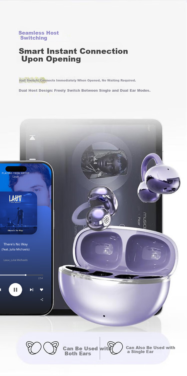 KOVL [2026 Latest Model | Berlin Voice] Bluetooth Headphones, Ear Clip-Style Bone Conduction Concept, Open Wireless Non-In Sports Running Gaming AI Noise Reduction for Men And Wome 12