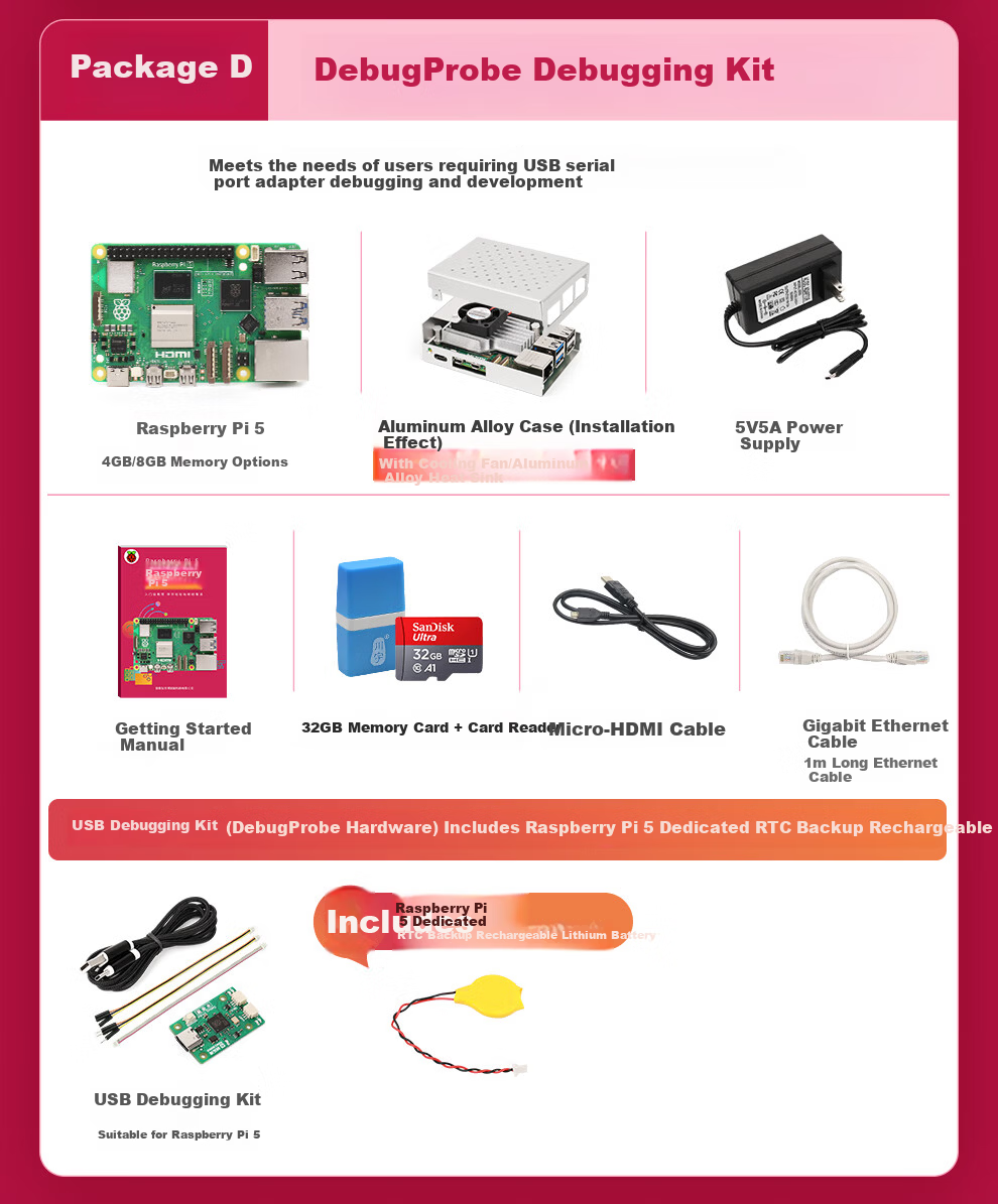 Chuanglebo Raspberry Pi 5 Model B 4GB Development Board Starter Kit PCIe SSD Support OpenCLaw 5