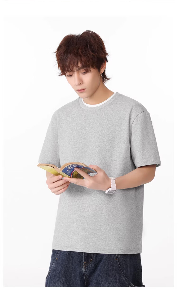 Langsha Pure Cotton Short Sleeve T-Shirt Men Wide Shoulder Summer New Women's Regular Shoulder Half Sleeve Unisex Top Base Shirt 16