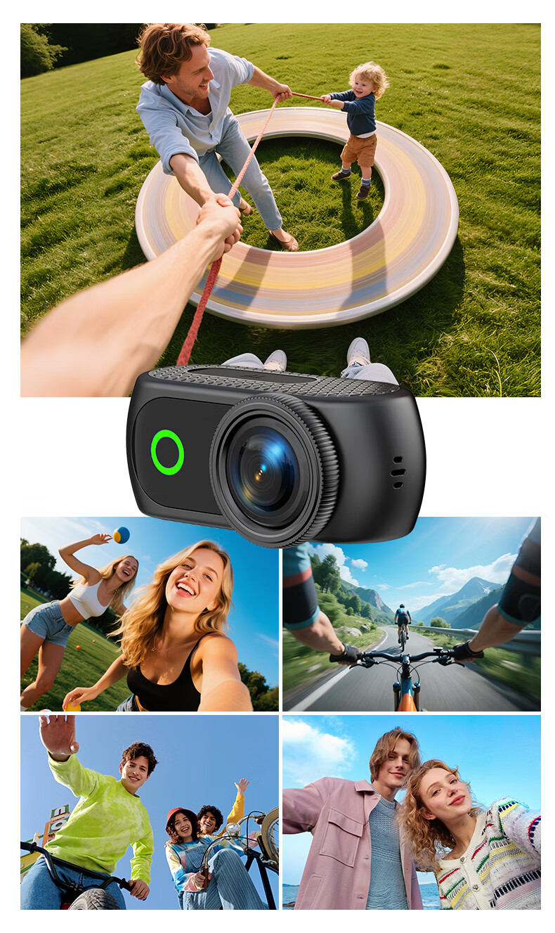 FETANA Thumb Sports Camera 4K HD Stabilized Pocket Camera Vlog Travel Cycling Motorcycle Dash Cam Helmet Chest Magnetic Wearable First-Person Camera 3