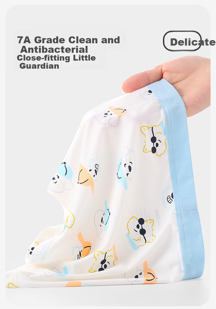 Jiusuiban Boys' Children's Underwear 7A Antibacterial Silk Gusset Boxer Shorts Comfortable Cartoon Four-Point Shorts for Young Boys 4