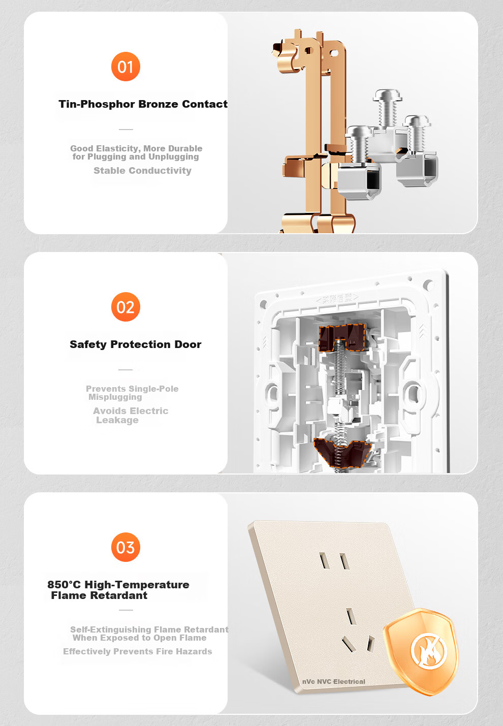 NVC Lighting Switch Socket Cream Style Ultra-thin Large Panel Double Control Two-gang 86 Type Switch Panel N29 Crescent Yellow 17