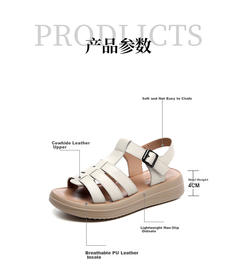 RED DRAGONFLY Women's Soft Sole Leather Sandals Casual Comfortable Flat Beach Shoes WTK245561 Black Size 37 5