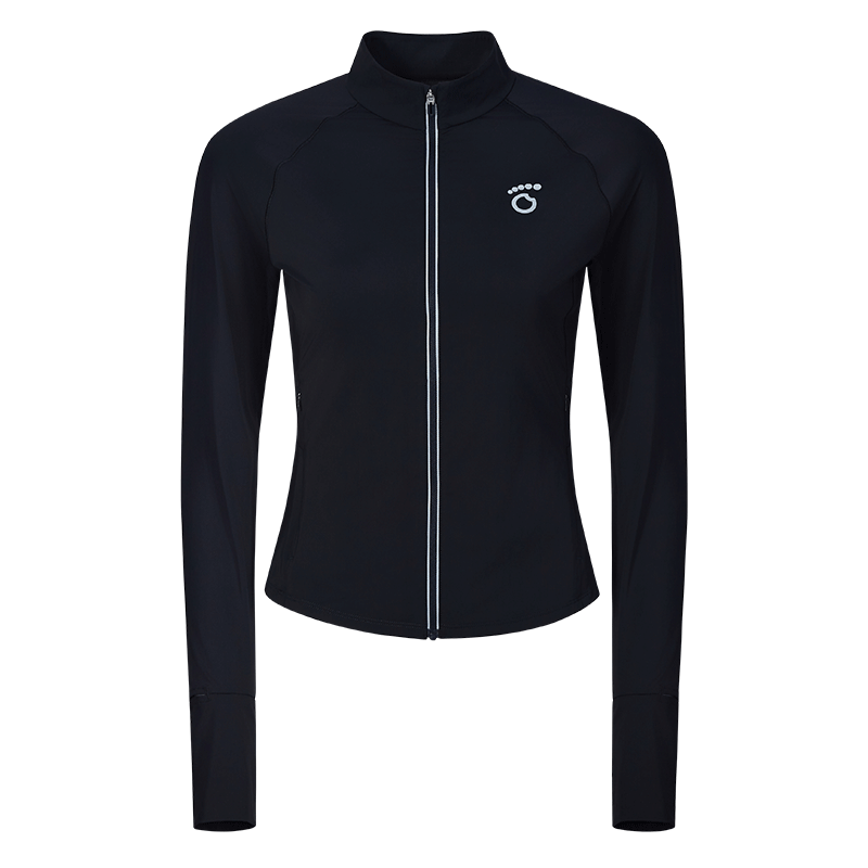Macondo Women's Knitted Zip-up Jacket 6th Generation 3A Antibacterial Sun Protection Cooling Running Training Sports Jacket Black M