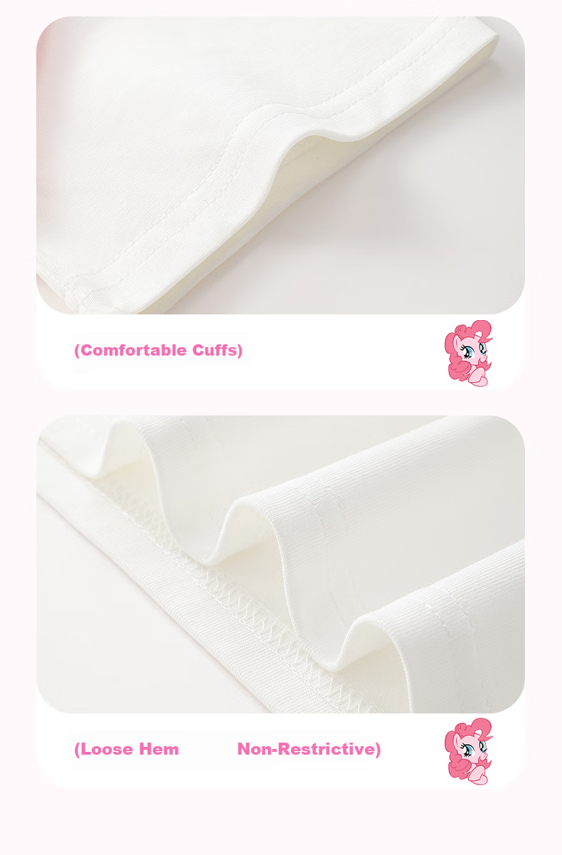 My Little Pony Girls' Short Sleeve T-Shirt 2026 New Color-Block Shell Embroidery Top Cooling Half Sleeve White 110 21