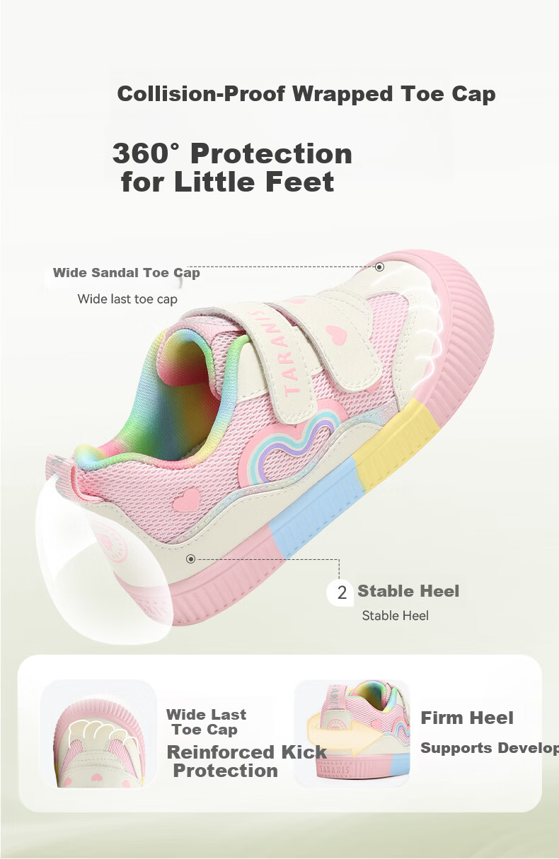 TARANIS Children's Shoes, Kindergarten Indoor Shoes, Boys And Girls Casual Sneakers, Non-Slip Soft Children's Shoes, Pink/white, Size 28 4