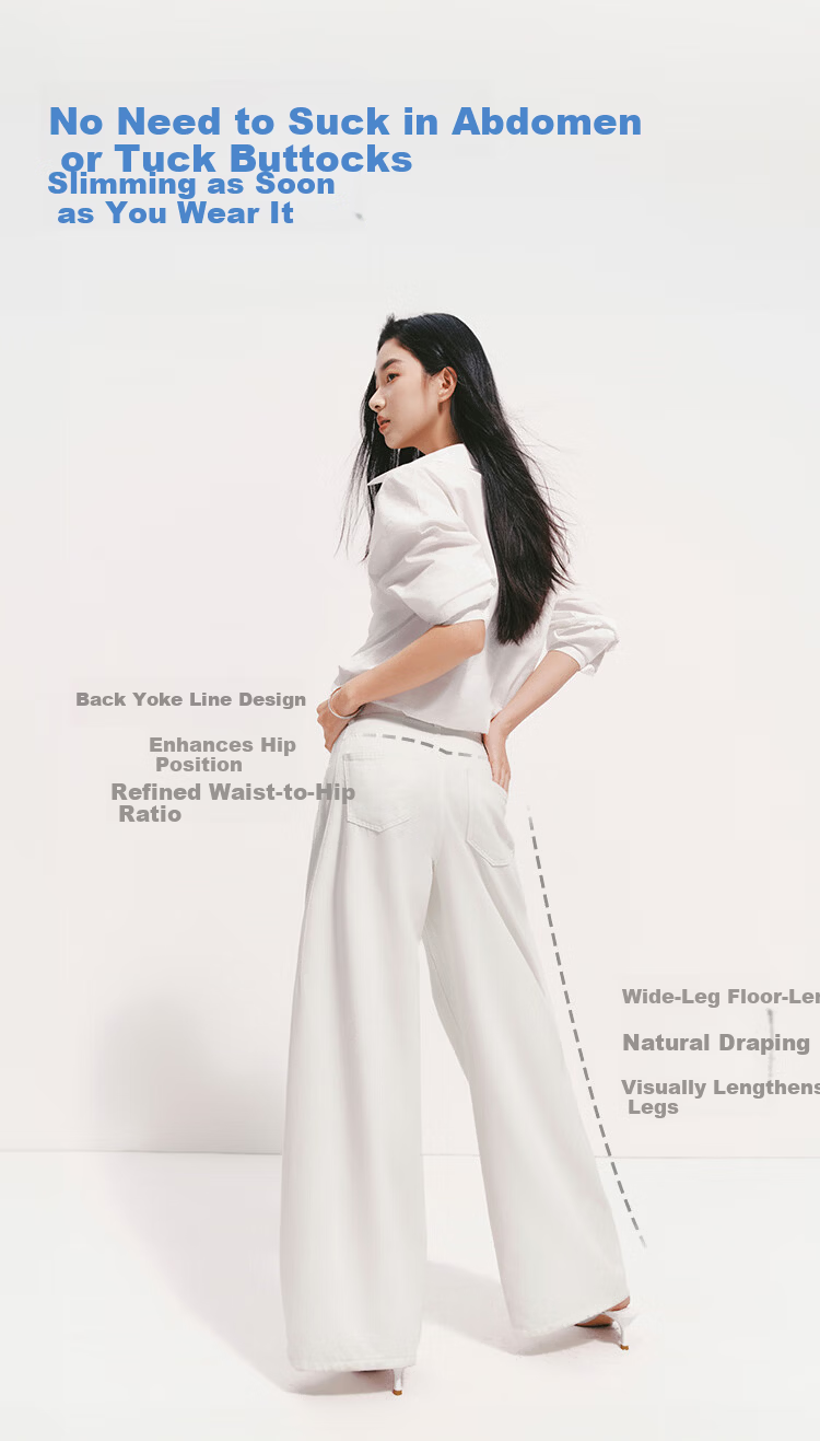 Semir Women's Summer Denim Split Curved Hem Floor-Length Cool Antibacterial Wide-Leg Jeans 2026 109326124003 8