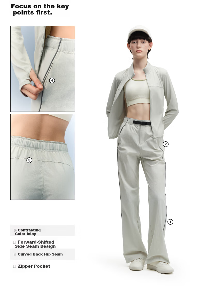 Jiaonei [Liu Haocun Same Style] Liangpi 504Cool Pro Women's Quick-Dry Flared Sun-Protective Workwear Casual Pants 2