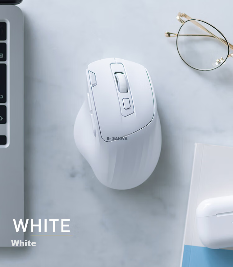 SANWA Ergonomic Wireless Mouse Vertical Grip Wireless Bluetooth Dual Mode RGB Tail Wing Ambient Light Silent Buttons Medium Hand Size Includes Boss Key Customizable 3
