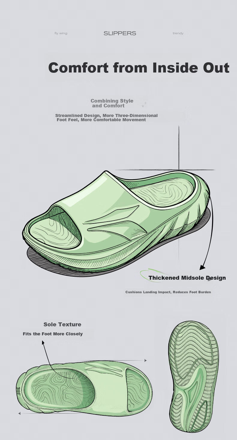 361° Feiyu Men's Slippers 2026 New Sports Recovery Thick Sole Cushioned EVA Outdoor Non-Slip Beach Sandals 3