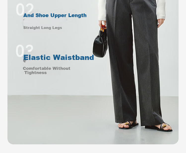 JD Original Women's Suit Pants, Autumn New Style, Slimming Casual Trousers, Wide-Leg Dress Pants with Stretch in All Directions, Gray, XL 4