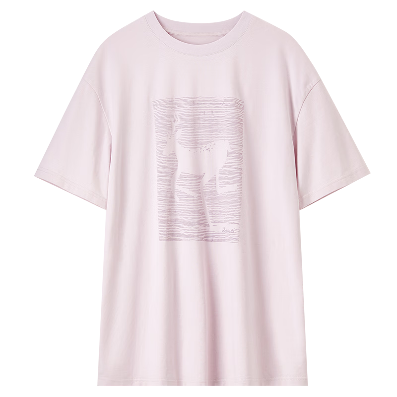 Shangdu Bila Cotton Casual Versatile Youthful T-Shirt Women Summer New High-End 3D Embossed Print Drop Shoulder Short Sleeve Top