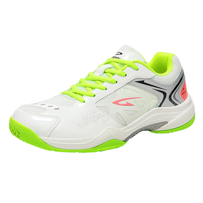 DEERWAY Unisex Badminton Shoes Shock Absorption Comfortable Stable Support Breathable Training Sports Shoes White Green Size 43