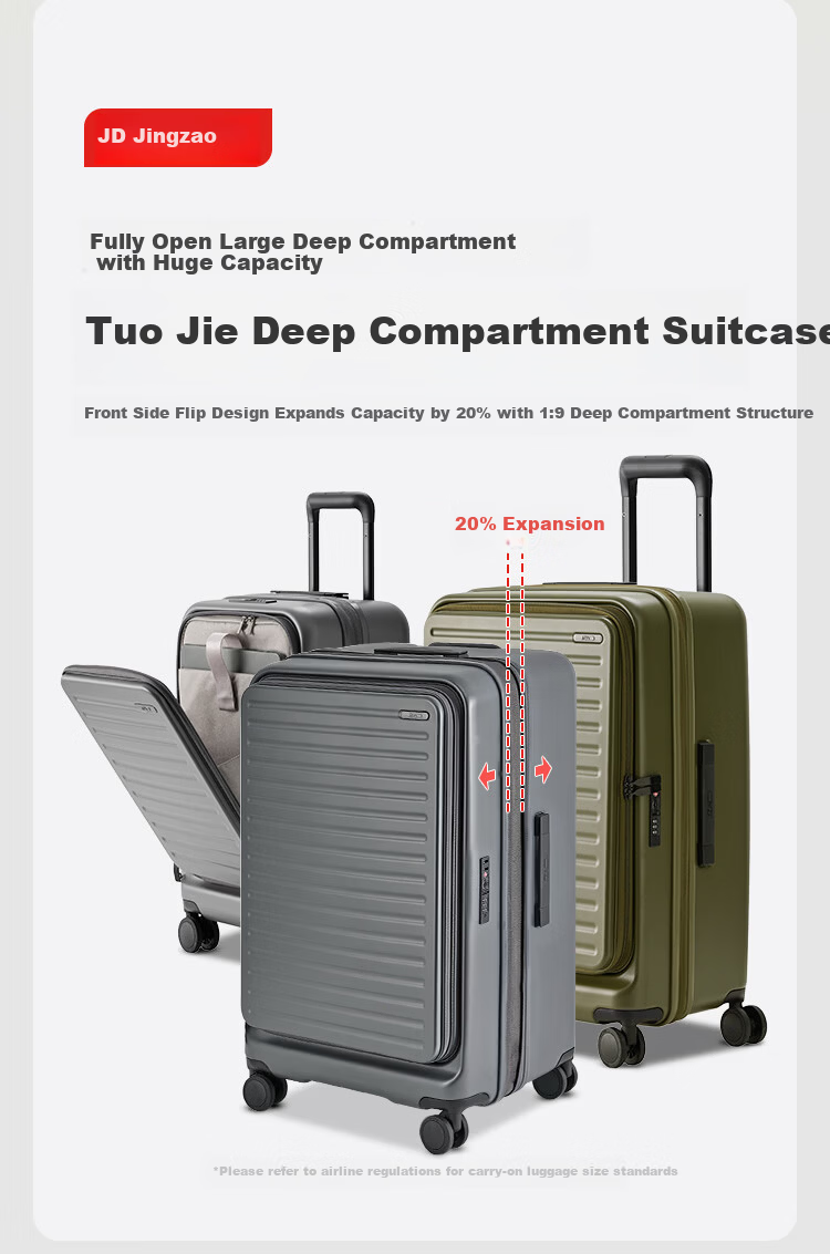 JD Jingzao TuoJie 24-inch Luggage Suitcase for Men and Women Side-Opening Large Capacity Trolley Case with Password Lock Travel Business Trip Graphite Gray 2