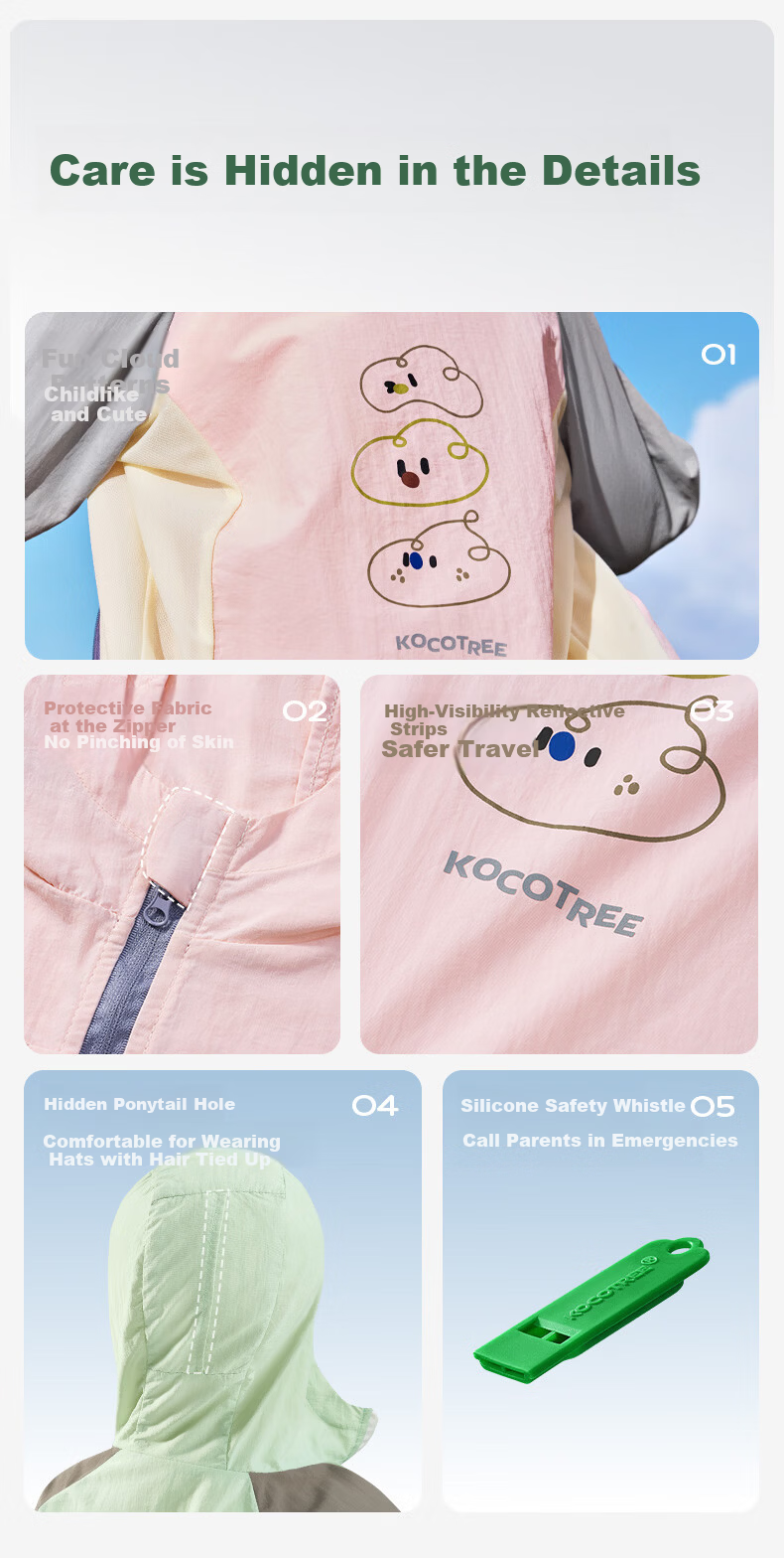 Kocotree KK Tree Kids UV Protection Breathable Skin Jacket Boys Girls Spring Summer Lightweight Coat 27